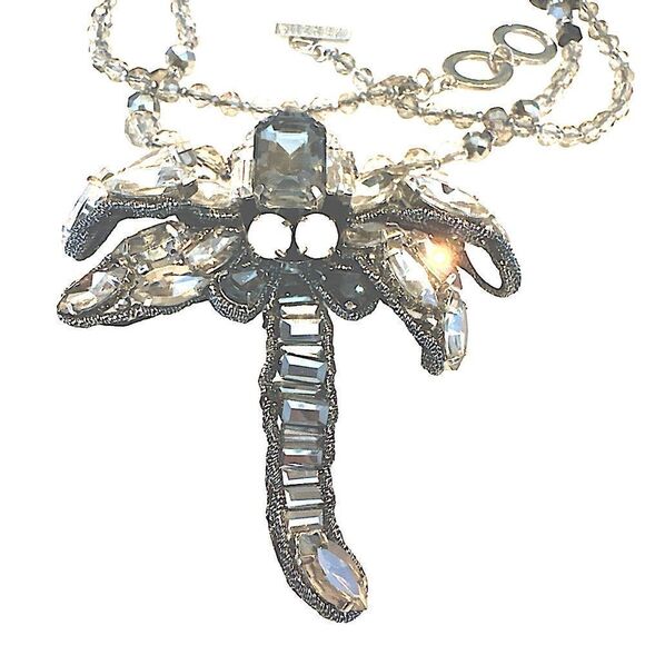 Zenzii huge sparkling dragonfly pendant long large crystal necklace 32”L - Picture 10 of 11